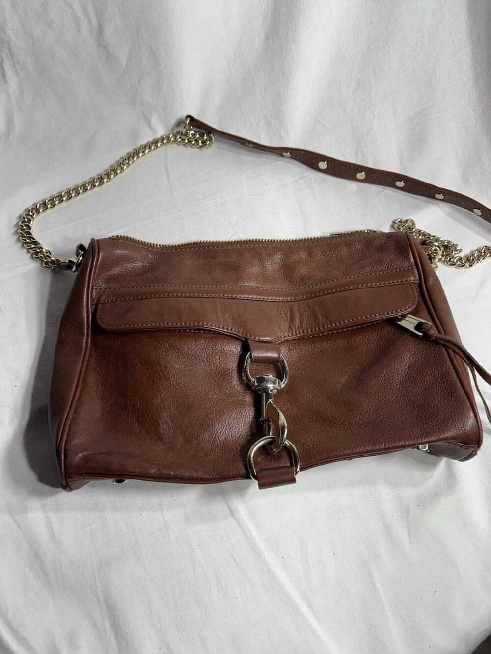Rebecca Minkoff 6 x 9 x 2 Burgundy Leather Goldtone Hardware Zip Crossbody Purse